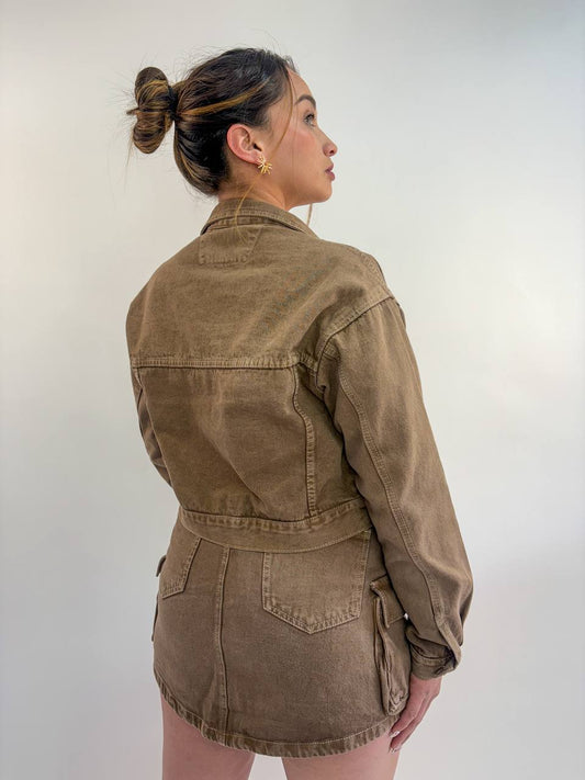 CHAQUETA JEAN CROPPED "MOCCA"
