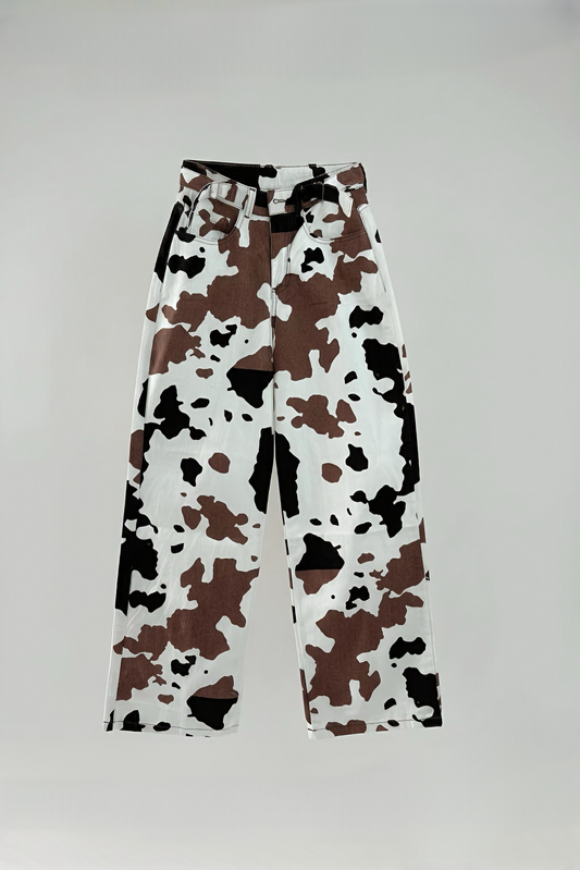 WIDE LEG COW PRINT