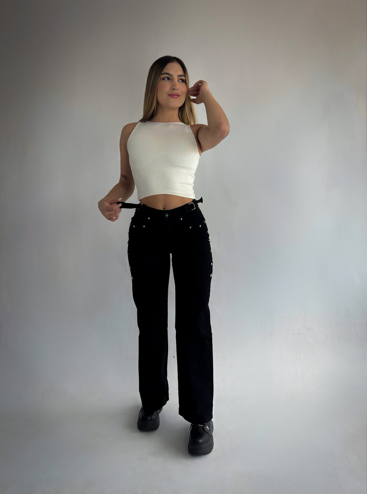 WIDE LEG NEGRO TACHES